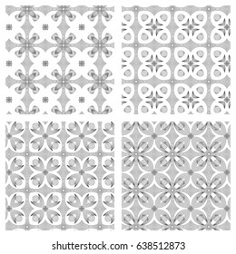 Set of seamless guilloche vector background. Thin wavy lines texture.