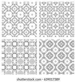 Set of seamless guilloche vector background. Thin wavy lines texture.
