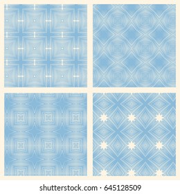 Set of seamless guilloche vector background. Thin wavy lines texture