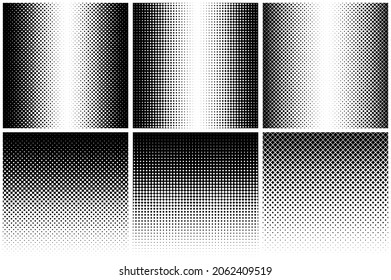 Set of seamless halftone square pattern linear gradient vector illustration. Simple Eps 8 vector objects.