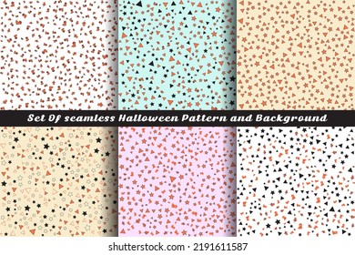 set of Seamless Halloween Pattern Digital Paper Texture Background