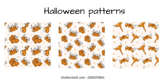 A set of seamless Halloween patterns