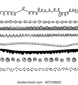 set of  seamless  hand drawn borders