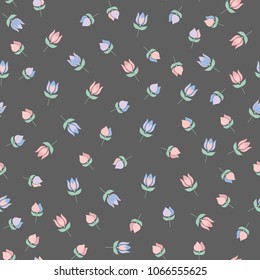 Set of seamless hand drawn flowers patterns. Elegant beautiful nature ornament for fabric, wrapping and textile.