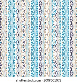 Set of seamless hand drawn patterns with strips elements on a light white background. Vintage vector pattern. Fabric inspired by sea. For the design of textiles, paper, notebooks, bedsheets, wallpaper