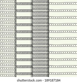 Set of seamless hand drawn textures, vector