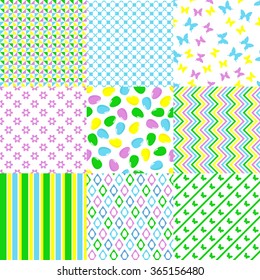 Set of seamless happy easter backgrounds