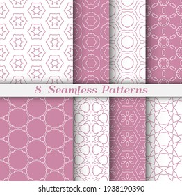Satz nahtloser Hexagon-Muster im arabischen Stil. Stilvolle geometrische Linien, Kunsthintergrund. Wiederholende Spitzen-Textur für Tapete, Karte, Einladung, Banner, Stoffdruck. Ethische Ornamente der Stämme