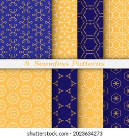 Conjunto de patrones de hexágono sin fisuras al estilo árabe. Fondo de arte de líneas geométricas estilizadas. Textura de encaje repetitivo para papel de pared, tarjeta, invitación, banner, impresión de tela textil. Ornamento étnico tribal