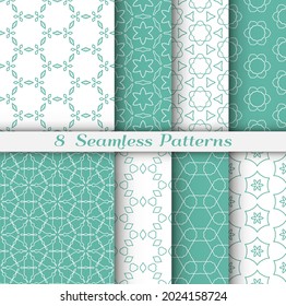 Satz nahtloser Hexagon-Muster im arabischen Stil. Stilvolle geometrische Linien, Kunsthintergrund. Wiederholende Spitzen-Textur für Tapete, Karte, Einladung, Banner, Stoffdruck. Ethische Ornamente der Stämme