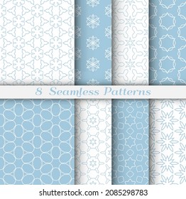Satz nahtloser Hexagon-Muster im arabischen Stil. Stilvolle geometrische Linien, Kunsthintergrund. Wiederholende Spitzen-Textur für Tapete, Karte, Einladung, Banner, Stoffdruck. Ethische Ornamente der Stämme