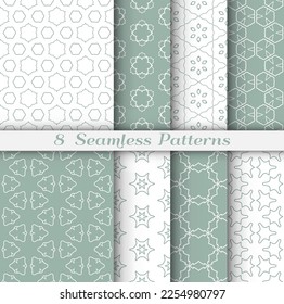Set of seamless hexagon patterns in arabian style. Stylish geometric line art background. Repeating lace texture for wallpaper, card, invitation, banner, textile fabric print. Tribal ethnic ornament - Shutterstock ID 2254980797