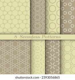 Satz nahtloser Hexagon-Muster im arabischen Stil. Stilvolle geometrische Linien, Kunsthintergrund. Wiederholende Spitzen-Textur für Tapete, Karte, Einladung, Banner, Stoffdruck. Ethische Ornamente der Stämme