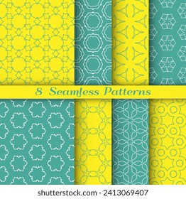 Conjunto de patrones de hexágono sin fisuras al estilo árabe. Fondo de arte de líneas geométricas estilizadas. Textura de encaje repetitivo para papel de pared, tarjeta, invitación, banner, impresión de tela textil. Ornamento étnico tribal