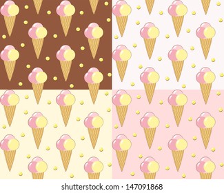 Set seamless with ice cream. Vector illustration.