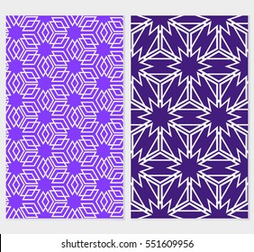 set of Seamless illusion cube patterns. Vector illustration. Texture for design wallpaper, web page, banner, flyer. Geometry ornament. blue background