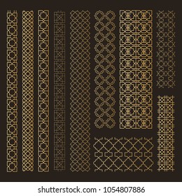 Set  Seamless  islamic ornamental borders. Arabic and Islamic patterns. Vector illustration.