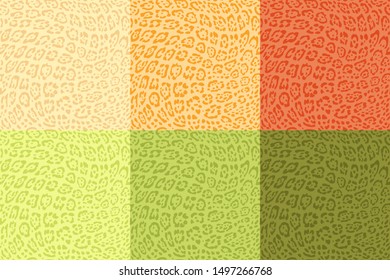 Set of seamless jaguar patterns. Yellow green color scheme. Print for fabric. 
