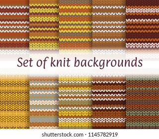 set of seamless knitted vector backgrounds