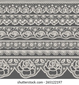 Set of seamless lace borders