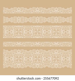 Set of seamless lace borders with transparent background, can be placed on any background you like. Tileable lace ribbons, can be infinitely repeated to suit your design needs. 