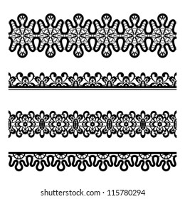 Set of seamless lace borders, vector illustration