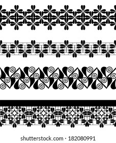 Set of seamless lace borders, vector illustration