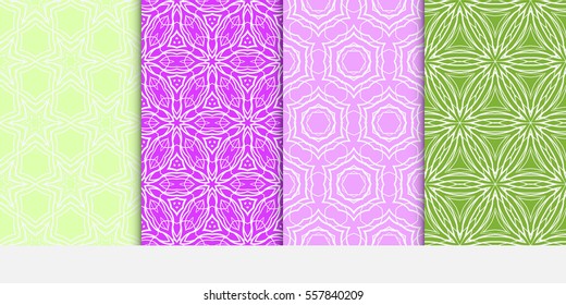 set of seamless lace floral background. decorative texture for wallpaper, invitation. Vector illustration. color.