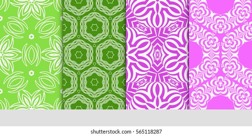 set of seamless lace floral background. decorative texture for wallpaper, invitation. Vector illustration.