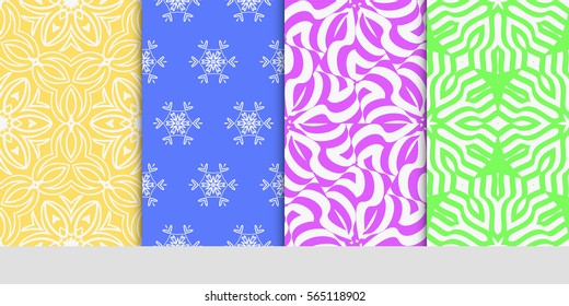 set of seamless lace floral background. decorative texture for wallpaper, invitation. Vector illustration.