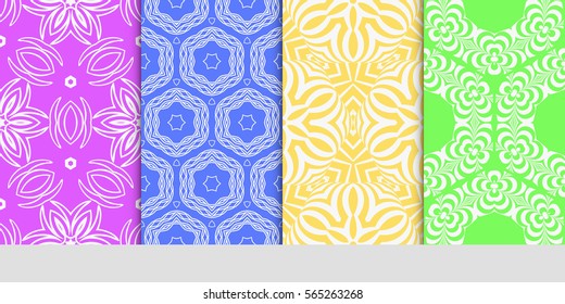 set of seamless lace floral background. decorative texture for wallpaper, invitation. Vector illustration.