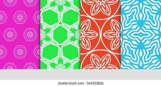 set of seamless lace floral background. decorative texture for wallpaper, invitation. Vector illustration.