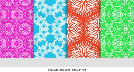 set of seamless lace floral background. decorative texture for wallpaper, invitation. Vector illustration.