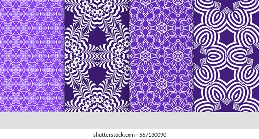 set of seamless lace floral background. Luxury texture for wallpaper, invitation. Vector illustration