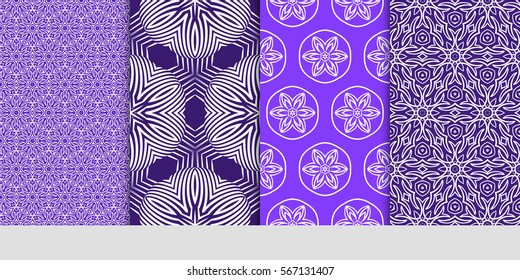 set of seamless lace floral background. Luxury texture for wallpaper, invitation. Vector illustration