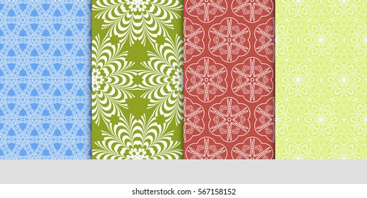 set of seamless lace floral background. Luxury texture for wallpaper, invitation. Vector illustration