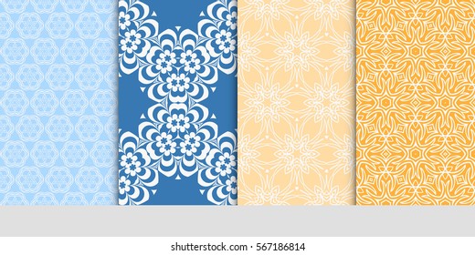set of seamless lace floral background. Luxury texture for wallpaper, invitation. Vector illustration