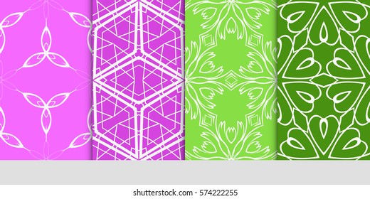 set of seamless lace floral background. Luxury texture for wallpaper, invitation. Vector illustration.