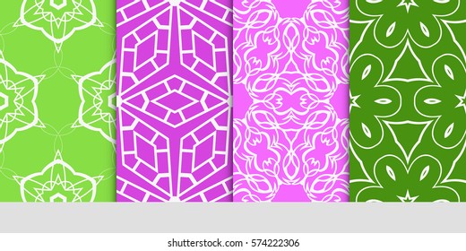 set of seamless lace floral background. Luxury texture for wallpaper, invitation. Vector illustration.