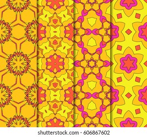 set of seamless lace floral background. Luxury texture for wallpaper, invitation. Vector illustration.
