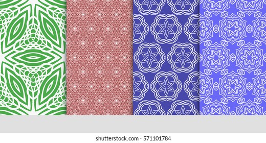 set of Seamless lace floral patterns. vector illustration. for design, banners, invitations, fabrics. Ethnic ornament