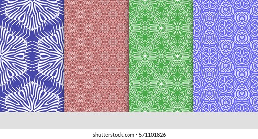 set of Seamless lace floral patterns. vector illustration. for design, banners, invitations, fabrics. Ethnic ornament