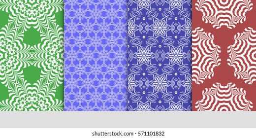 set of Seamless lace floral patterns. vector illustration. for design, banners, invitations, fabrics. Ethnic ornament