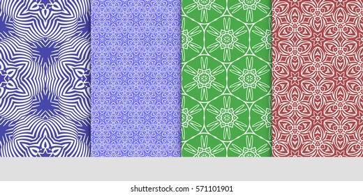 set of Seamless lace floral patterns. vector illustration. for design, banners, invitations, fabrics. Ethnic ornament
