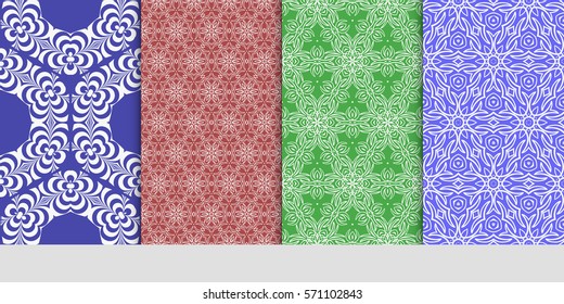 set of Seamless lace floral patterns. vector illustration. for design, banners, invitations, fabrics. Ethnic ornament