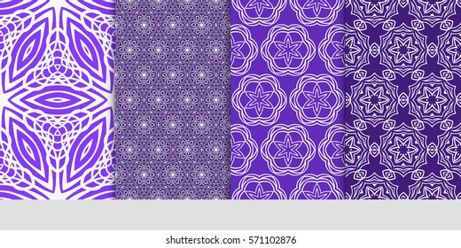set of Seamless lace floral patterns. vector illustration. for design, banners, invitations, fabrics. Ethnic ornament