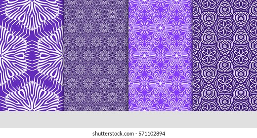set of Seamless lace floral patterns. vector illustration. for design, banners, invitations, fabrics. Ethnic ornament