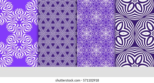 set of Seamless lace floral patterns. vector illustration. for design, banners, invitations, fabrics. Ethnic ornament