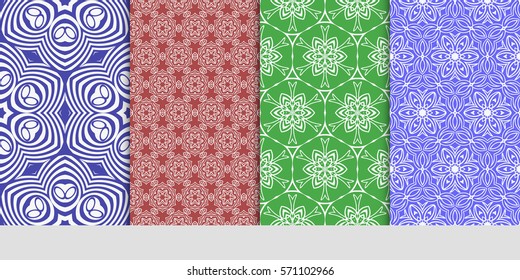 set of Seamless lace floral patterns. vector illustration. for design, banners, invitations, fabrics. Ethnic ornament