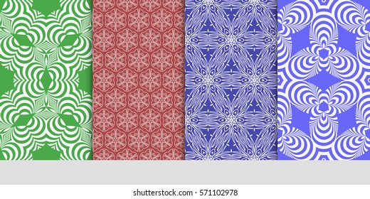 set of Seamless lace floral patterns. vector illustration. for design, banners, invitations, fabrics. Ethnic ornament